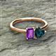 2 - Esther Emerald Shape Amethyst & Heart Shape London Blue Topaz 2 Stone Duo Ring 