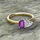 2 - Esther Emerald Shape Amethyst & Heart Shape Forever Brilliant Moissanite 2 Stone Duo Ring 