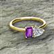 2 - Esther GIA Certified Heart Shape Diamond & Emerald Shape Amethyst 2 Stone Duo Ring 