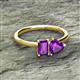 2 - Esther Emerald & Heart Shape Amethyst 2 Stone Duo Ring 