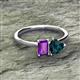 2 - Esther Emerald Shape Amethyst & Heart Shape London Blue Topaz 2 Stone Duo Ring 