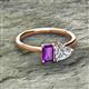 2 - Esther Emerald Shape Amethyst & Heart Shape Forever One Moissanite 2 Stone Duo Ring 