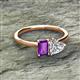 2 - Esther IGI Certified Heart Shape Lab Grown Diamond & Emerald Shape Amethyst 2 Stone Duo Ring 