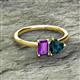 2 - Esther Emerald Shape Amethyst & Heart Shape London Blue Topaz 2 Stone Duo Ring 