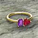 2 - Esther Emerald Shape Amethyst & Heart Shape Lab Created Ruby 2 Stone Duo Ring 