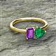 2 - Esther Emerald Shape Amethyst & Heart Shape Lab Created Emerald 2 Stone Duo Ring 