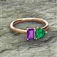 2 - Esther Emerald Shape Amethyst & Heart Shape Lab Created Emerald 2 Stone Duo Ring 