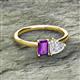 2 - Esther Emerald Shape Amethyst & Heart Shape White Sapphire 2 Stone Duo Ring 