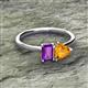 2 - Esther Emerald Shape Amethyst & Heart Shape Citrine 2 Stone Duo Ring 