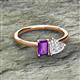 2 - Esther Emerald Shape Amethyst & Heart Shape Lab Created White Sapphire 2 Stone Duo Ring 