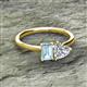 2 - Esther Emerald Shape Aquamarine & Heart Shape Forever One Moissanite 2 Stone Duo Ring 