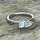 2 - Esther Emerald Shape Aquamarine & Heart Shape Forever One Moissanite 2 Stone Duo Ring 