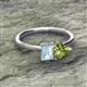 2 - Esther Emerald Shape Aquamarine & Heart Shape Peridot 2 Stone Duo Ring 