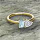 2 - Esther Emerald Shape Aquamarine & Heart Shape White Sapphire 2 Stone Duo Ring 
