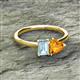 2 - Esther Emerald Shape Aquamarine & Heart Shape Citrine 2 Stone Duo Ring 