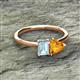 2 - Esther Emerald Shape Aquamarine & Heart Shape Citrine 2 Stone Duo Ring 