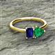 2 - Esther Emerald Shape Lab Created Blue Sapphire & Heart Shape Lab Created Emerald 2 Stone Duo Ring 