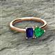 2 - Esther Emerald Shape Lab Created Blue Sapphire & Heart Shape Lab Created Emerald 2 Stone Duo Ring 