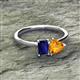 2 - Esther Emerald Shape Lab Created Blue Sapphire & Heart Shape Citrine 2 Stone Duo Ring 