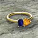 2 - Esther Emerald Shape Lab Created Blue Sapphire & Heart Shape Citrine 2 Stone Duo Ring 