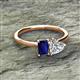 2 - Esther IGI Certified Heart Shape Lab Grown Diamond & Emerald Shape Lab Created Blue Sapphire 2 Stone Duo Ring 