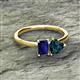2 - Esther Emerald Shape Lab Created Blue Sapphire & Heart Shape London Blue Topaz 2 Stone Duo Ring 