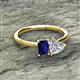 2 - Esther Emerald Shape Lab Created Blue Sapphire & Heart Shape Forever Brilliant Moissanite 2 Stone Duo Ring 