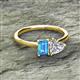 2 - Esther Emerald Shape Blue Topaz & Heart Shape Forever One Moissanite 2 Stone Duo Ring 