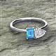 2 - Esther Emerald Shape Blue Topaz & Heart Shape White Sapphire 2 Stone Duo Ring 