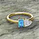 2 - Esther Emerald Shape Blue Topaz & Heart Shape White Sapphire 2 Stone Duo Ring 