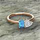 2 - Esther Emerald Shape Blue Topaz & Heart Shape White Sapphire 2 Stone Duo Ring 