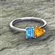 2 - Esther Emerald Shape Blue Topaz & Heart Shape Citrine 2 Stone Duo Ring 