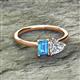 2 - Esther Emerald Shape Blue Topaz & Heart Shape Forever One Moissanite 2 Stone Duo Ring 