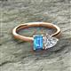 2 - Esther IGI Certified Heart Shape Lab Grown Diamond & Emerald Shape Blue Topaz 2 Stone Duo Ring 