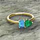 2 - Esther Emerald Shape Blue Topaz & Heart Shape Lab Created Emerald 2 Stone Duo Ring 