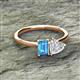 2 - Esther Emerald Shape Blue Topaz & Heart Shape Lab Created White Sapphire 2 Stone Duo Ring 