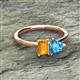 2 - Esther Emerald Shape Citrine & Heart Shape Blue Topaz 2 Stone Duo Ring 