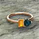 2 - Esther Emerald Shape Citrine & Heart Shape London Blue Topaz 2 Stone Duo Ring 