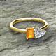 2 - Esther Emerald Shape Citrine & Heart Shape Forever Brilliant Moissanite 2 Stone Duo Ring 