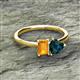 2 - Esther Emerald Shape Citrine & Heart Shape London Blue Topaz 2 Stone Duo Ring 