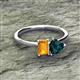 2 - Esther Emerald Shape Citrine & Heart Shape London Blue Topaz 2 Stone Duo Ring 