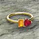 2 - Esther Emerald Shape Citrine & Heart Shape Lab Created Ruby 2 Stone Duo Ring 