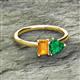 2 - Esther Emerald Shape Citrine & Heart Shape Lab Created Emerald 2 Stone Duo Ring 