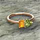 2 - Esther Emerald Shape Citrine & Heart Shape Peridot 2 Stone Duo Ring 