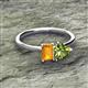 2 - Esther Emerald Shape Citrine & Heart Shape Peridot 2 Stone Duo Ring 