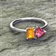 2 - Esther Emerald Shape Citrine & Heart Shape Pink Tourmaline 2 Stone Duo Ring 