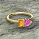 2 - Esther Emerald Shape Citrine & Heart Shape Pink Sapphire 2 Stone Duo Ring 