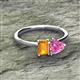 2 - Esther Emerald Shape Citrine & Heart Shape Lab Created Pink Sapphire 2 Stone Duo Ring 