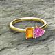 2 - Esther Emerald Shape Citrine & Heart Shape Lab Created Pink Sapphire 2 Stone Duo Ring 