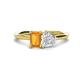 1 - Esther Emerald Shape Citrine & Heart Shape Lab Created White Sapphire 2 Stone Duo Ring 